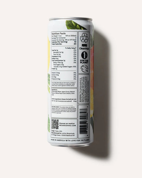 oHHo Seltzer | White Peach and Lemon | 15mg CBD+CBG+THC | 4-Pack