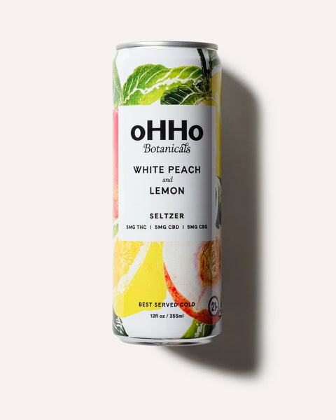 oHHo Seltzer | White Peach and Lemon | 15mg CBD+CBG+THC