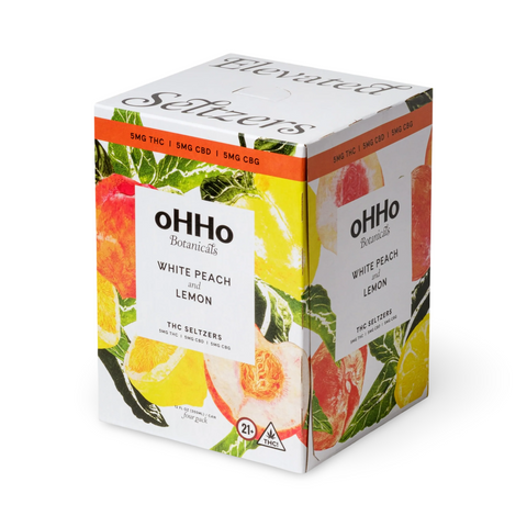 oHHo Seltzer | White Peach and Lemon | 15mg CBD+CBG+THC | 4-Pack