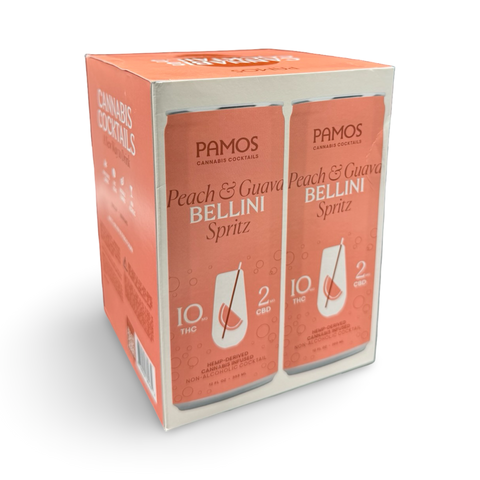 Pamos | Bellini Spritz | Peach & Guava Bellini | 10mg THC + 2mg CBD | 4-Pack