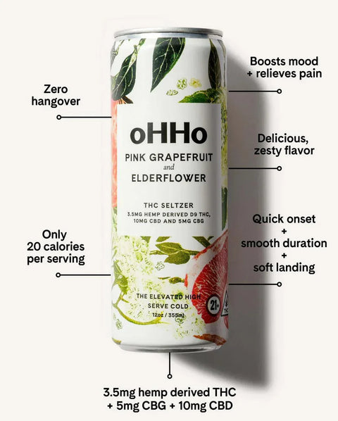 oHHo Seltzer Grapefruit Elderflower | 3.5mg THC + 5mg CBG + 10mg CBD |