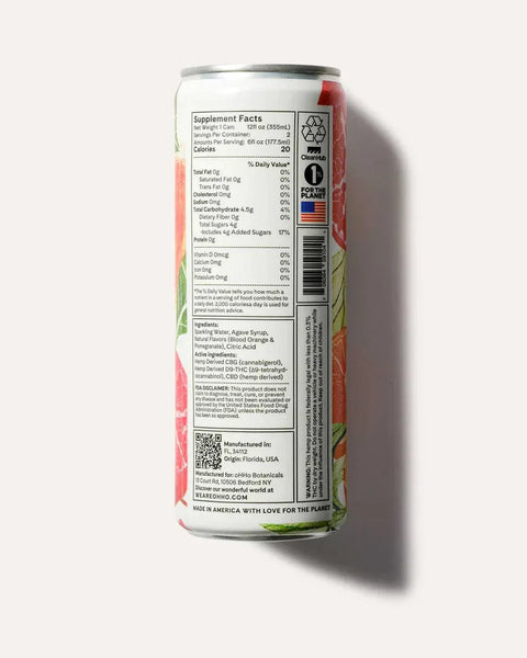 oHHo Seltzer Orange and Pomegranate | 3.5mg THC + 5mg CBG + 10mg CBD |