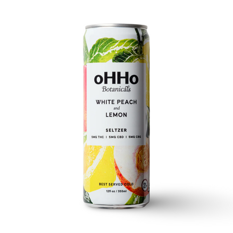 oHHo Seltzer | White Peach and Lemon | 15mg CBD+CBG+THC
