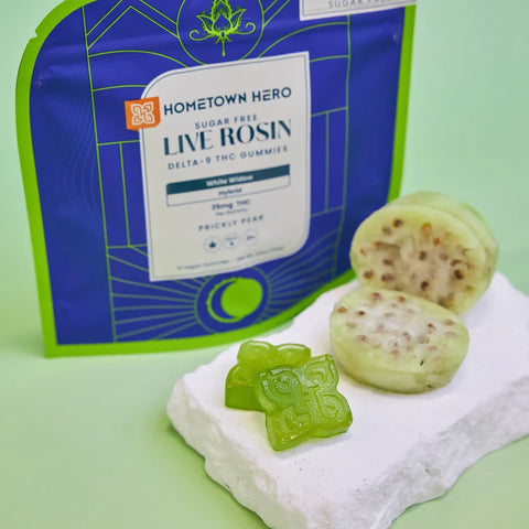 Hometown Hero | Live Rosin Gummies | Prickly Pear White Widow | 250mg THC
