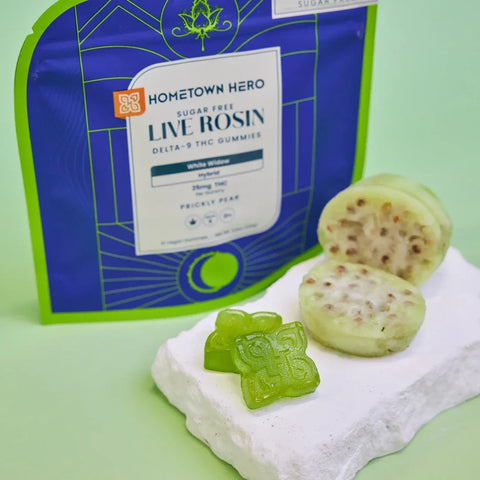 Hometown Hero | Live Rosin Gummies | Prickly Pear White Widow | 250mg THC