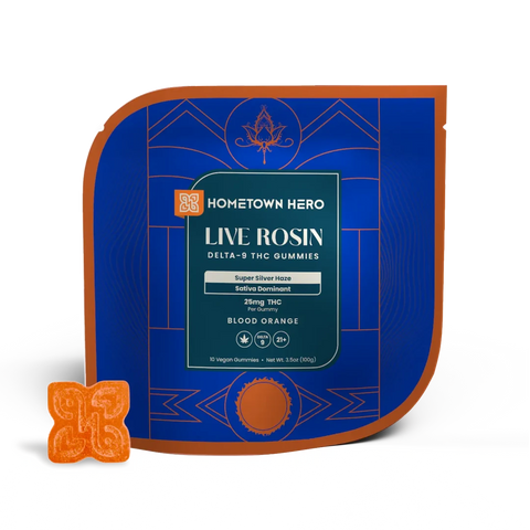 Hometown Hero | Live Rosin Gummies | Blood Orange Super Silver Haze | 250mg THC