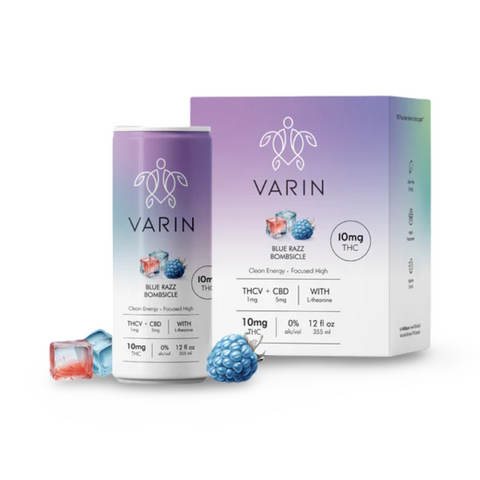 Varin Seltzer | Blue Razz Bombsicle | 16mg | THC+THCv+CBD | 4-Pack