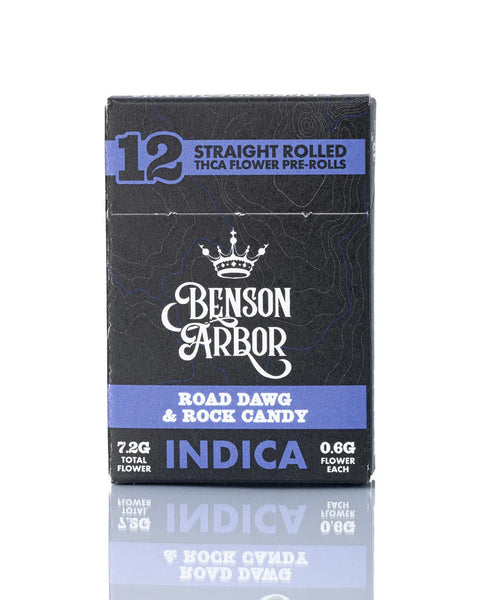 THCa Flower Pre Roll | 12 x 0.6g Pack | Road Dawg & Rock Candy | Benson Arbor