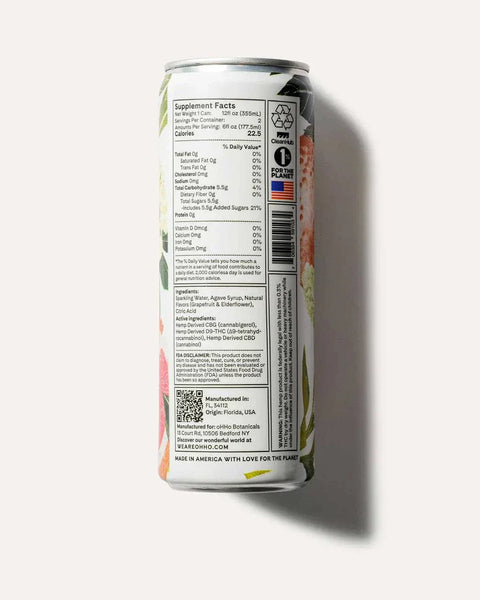 oHHo Seltzer Grapefruit Elderflower | 3.5mg THC + 5mg CBG + 10mg CBD |