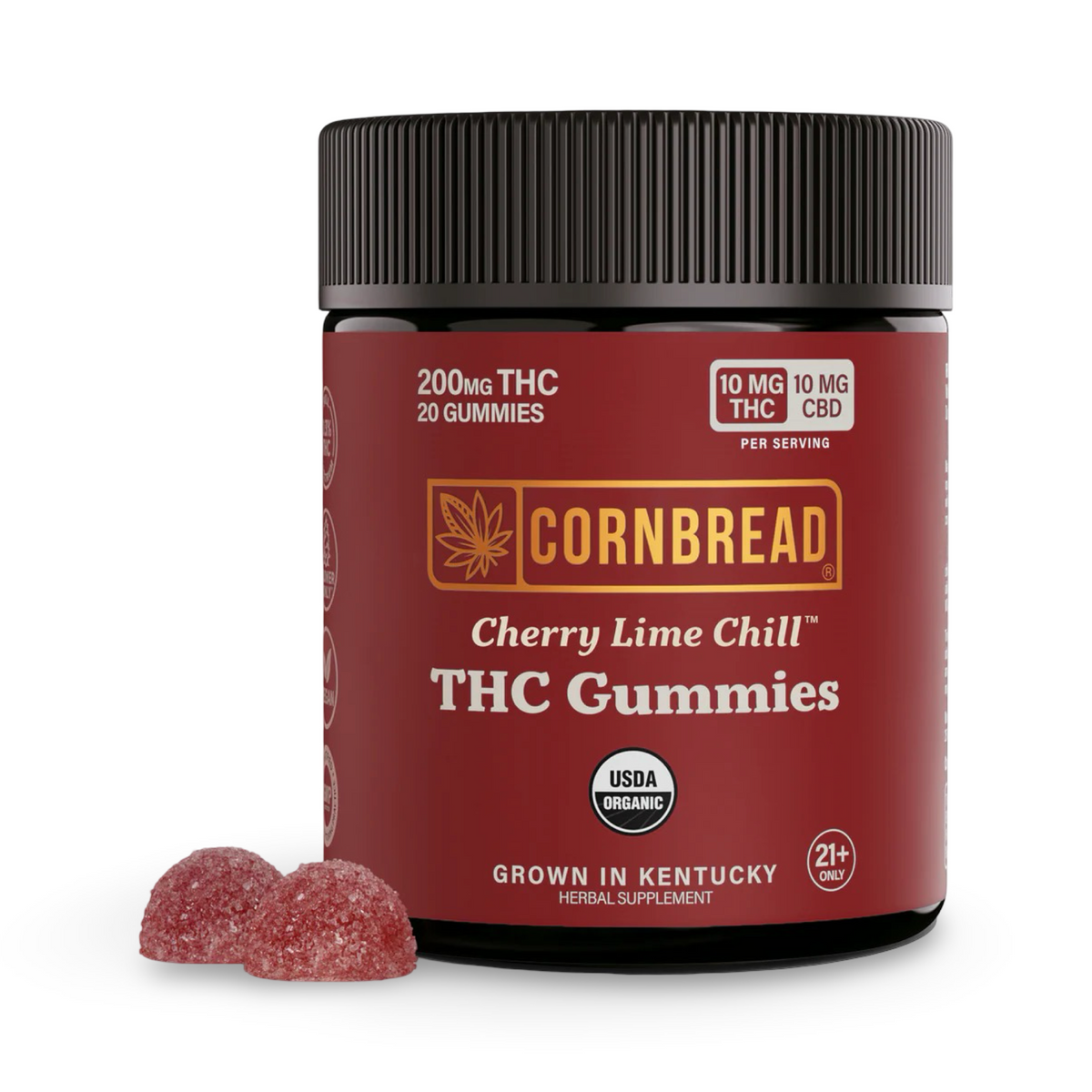 Cornbread Hemp Cherry Lime Chill Gummies — 400mg total (1:1 ratio